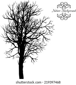 Vector background with trees, hand drawn vector illustration