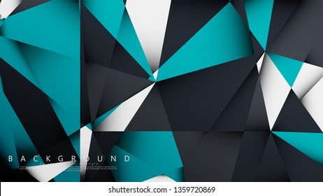 Vector Background Triangle Mosaic with a combination of blue, gray and white. Geometric illustration style with gradients and transparency.
