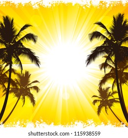 Vector background of tropical beach holiday.