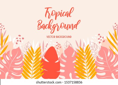 Vector background with tropical leaves