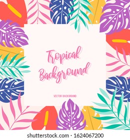 vector background with tropical leaves