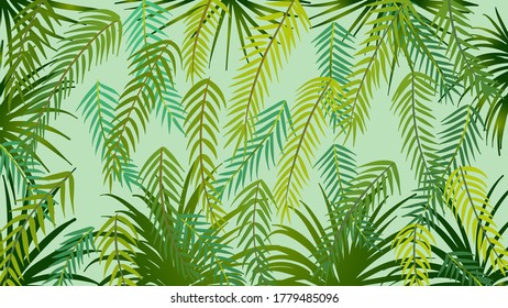 Vector background of tropical palm leaves