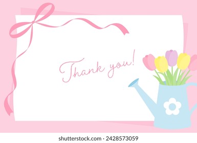 vector background with tulips in a watering can and a white card for banners, cards, flyers, social media wallpapers, etc.