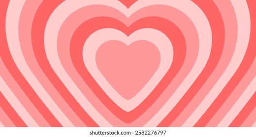 Vector background with tunnel hearts. Retro 70s. Vector.