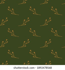 Vector background with twigs. Wrapping paper. Seamless floral pattern. Nature background. Vector background for packaging, printing, wallpaper, fabrics, papers. Branches backdrop. Hand-drawn twigs.