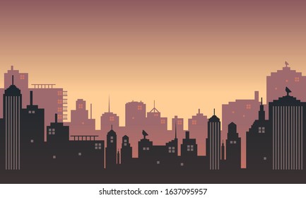 Vector background with twilight in an urban setting