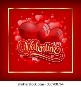 Vector background with two balloon hearts. Happy Valentine's day. Perfect for invitations or announcements.