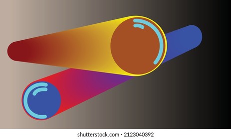 vector background. Two bars placed transversely on top of each other. The colors are from blue to red and the other in red to yellow. The background behind the bars is white through gray to black.