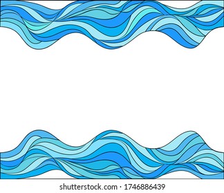  Vector background with two beautiful striped waves isolated on the white with space for text