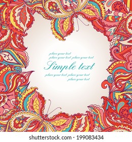 Vector background with two colored decorative butterflies. Color background for your design.