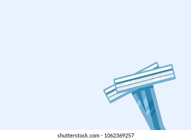 Vector background with two disposible blades, empty page, tampate.