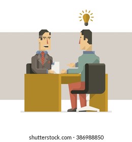 vector background with two people in an interview
