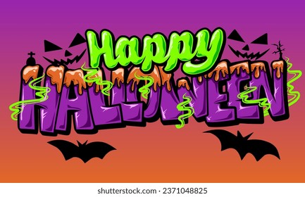 tipografía de fondo vectorial con letras de feliz halloween para carteles, tarjetas, volantes, fondos de pantalla de medios sociales, etc.