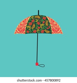  Vector background umbrella decorated with autumn floral ornaments . Can be used for cards, invitations, fabrics, wallpapers, ornamental template for design and decoration