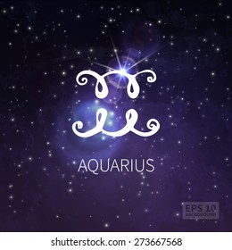 Vector background universe (texture). Aquarius zodiac. Stars and sky