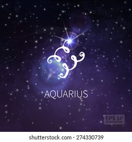 Vector background universe (texture). Aquarius zodiac. Stars and sky (option 2)