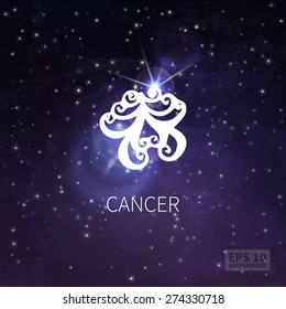 Vector background universe (texture). Cancer zodiac. Stars and sky (option 2)