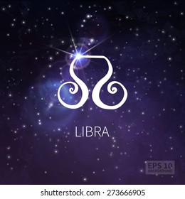 Vector background universe (texture). Libra zodiac. Stars and sky