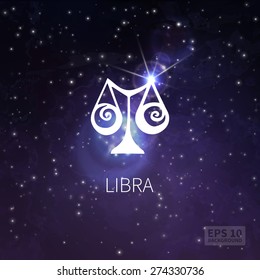Vector background universe (texture). Libra zodiac. Stars and sky (option 2)