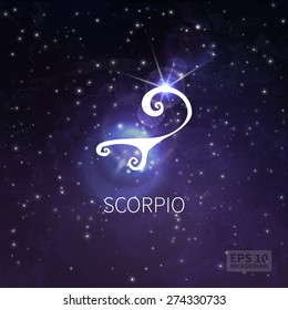 Vector background universe (texture). Scorpio zodiac. Stars and sky (option 2)
