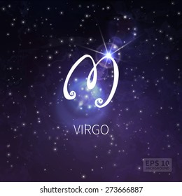 Vector background universe (texture). Virgo zodiac. Stars and sky