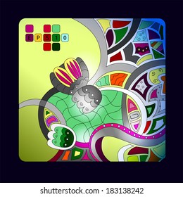 vector background with unusual colors and ornaments