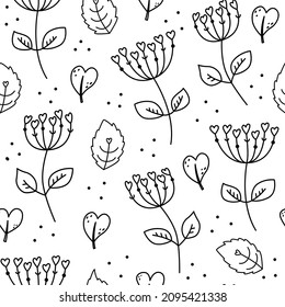 Vector background with unusual plants and flowers. The botanical pattern.