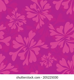 vector background, unusual seamless pattern with  pink floral elements, geometric design, vector illustration