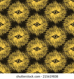vector background, unusual seamless pattern with yellow and brown elements, geometric design, vector illustration