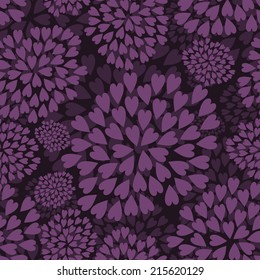 vector background, unusual seamless pattern with violet floral elements, geometric design, vector illustration