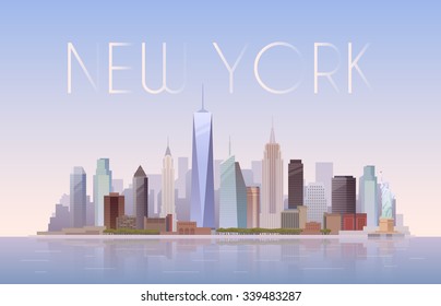 Vector background of the urban landscape of New York. Cityscape. Skyline. Flat design.