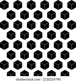 Vector background using detailed minimalistic black cubes on a white background, which are placed in a checkerboard pattern, use as a background for images, separate use of each cube