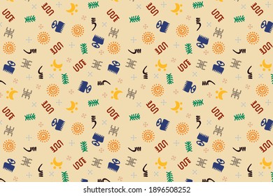 Vektorhintergrund - verschiedene afrikanische Symbole auf Sandhintergrund