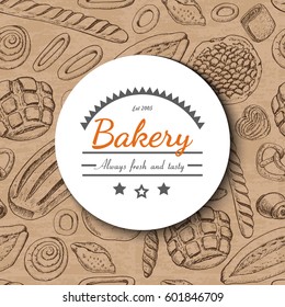Vector background with various bakery products