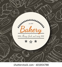 Vector background with various bakery products. Vector illustration for your design