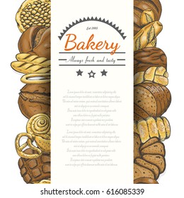 Vector background with various bakery products. Vector illustration for your design