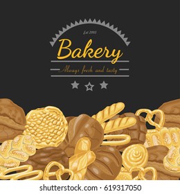 Vector background with various bakery products