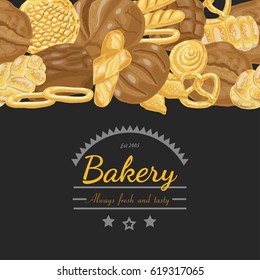 Vector background with various bakery products