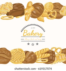 Vector background with various bakery products