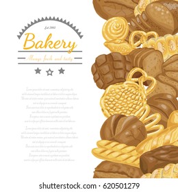 Vector background with various bakery products. Vector illustration for your design