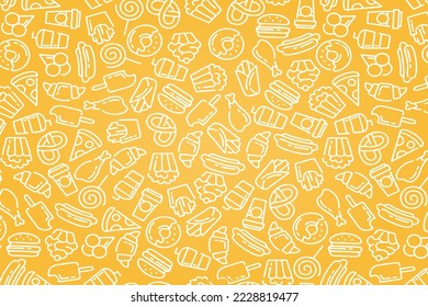 Vector background of various food shapes.
