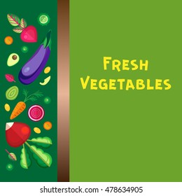 Vector background with vegetables and a ram for text. For your design