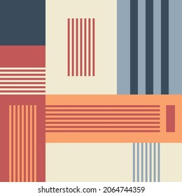 Vector background of vertical and horizontal stripes. Scandinavian pattern in pastel color. 
