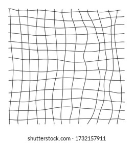 Vector background, vertical linear wavy mesh pattern on an isolated white background. Outline style. Print on fabric, clothes, website design, banner, icon, mobile application, social networks. Stock