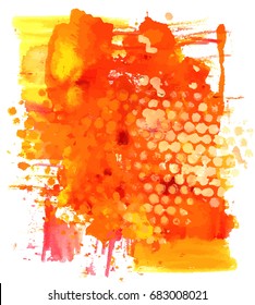 A vector background with vibrant red, yellow, and orange painterly brush strokes. An abstract artistic frame with a place for text