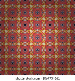 Vector background. Vintage abstract mandala colorful seamless pattern in beige, red and orange colors.