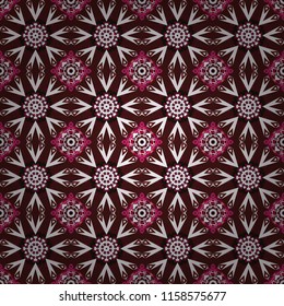 Vector background. Vintage abstract mandala colorful seamless pattern in white, red and brown colors.