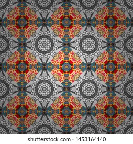 Vector background. Vintage abstract mandala colorful in gray, brown and beige colors.
