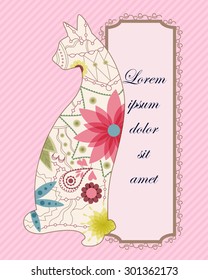 Vector background with vintage cat