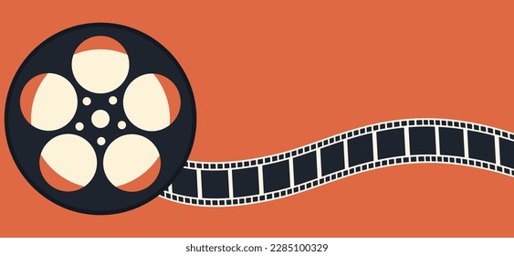 Vector background with vintage film reel. Movie and film design template. Vector illustration